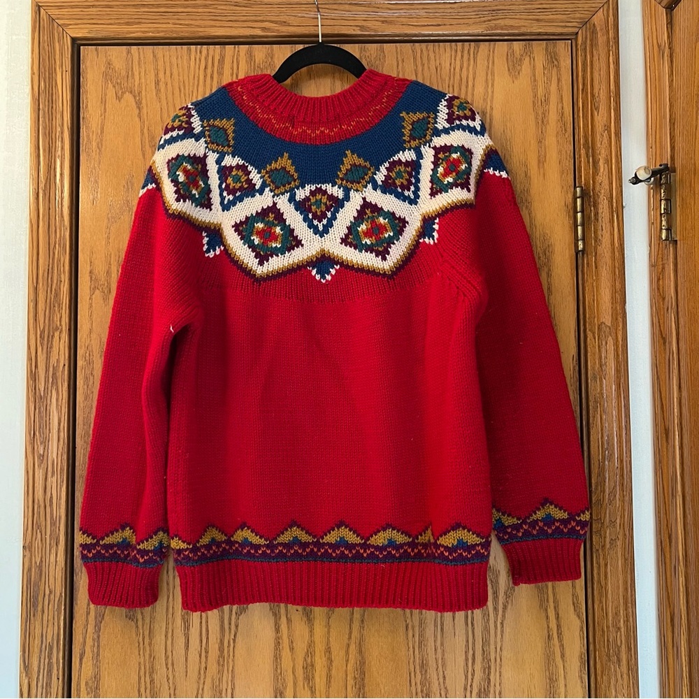 Red Patterned Women's Sweater - Picture 5 of 5